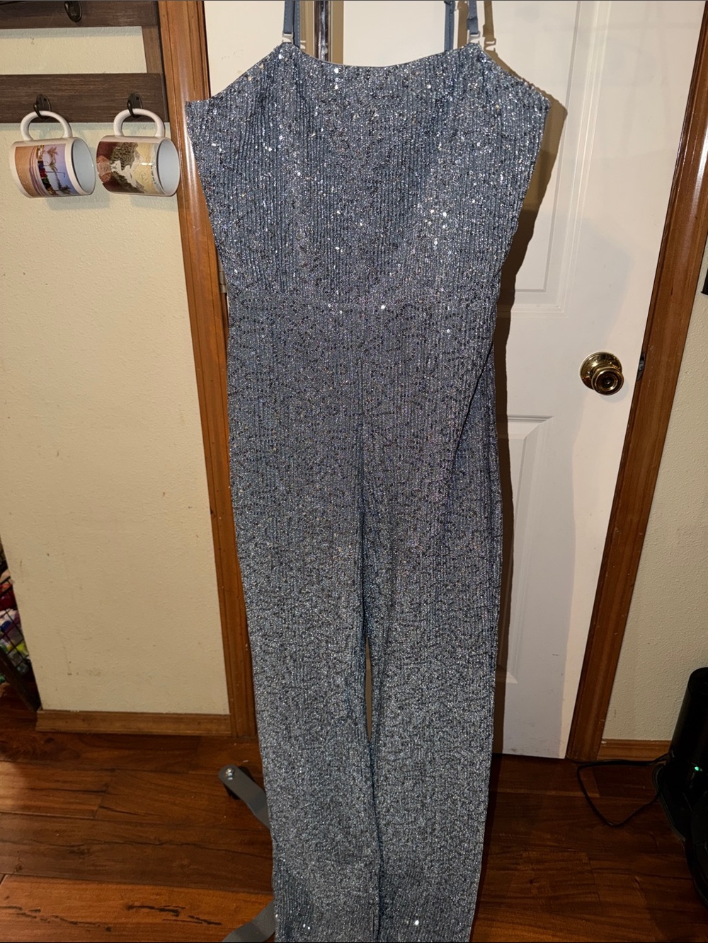wild fable Silver Sequin Sleeveless Knit Jumpsuit